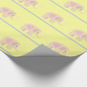 ピンクのゾウ(ハートとストライプ) ラッピングペーパー (角)