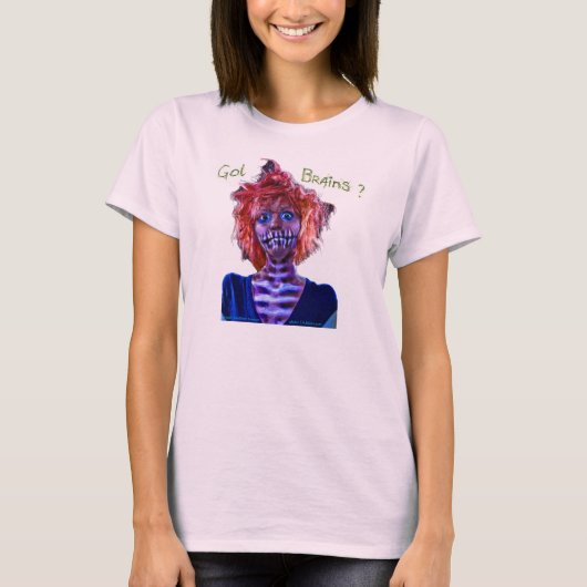 ピンクのゾンビの女の子 Tシャツ (正面)
