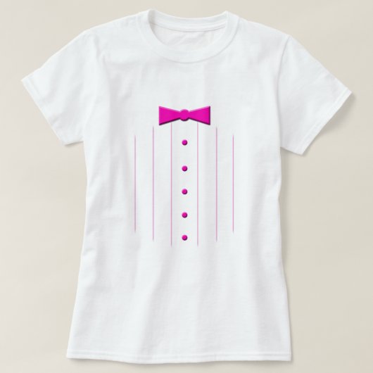 ピンクのタイのタキシード Tシャツ (デザイン正面)
