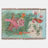 ピンクのタイガーとオウムの熱帯ジャングル | スローブランケット (正面)