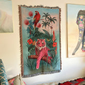 ピンクのタイガーとオウムの熱帯ジャングル | スローブランケット