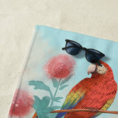 ピンクのタイガーとオウムの熱帯ジャングル ビーチタオル (インサイチュ)