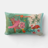 ピンクのタイガーとオウムの熱帯ジャングル ランバークッション (裏面)