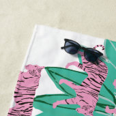 ピンクのタイガースパターン ビーチタオル (インサイチュ)