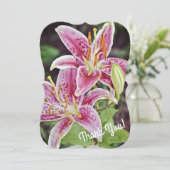 ピンクのタイガーリリーの花の感謝を伝えるフラットカード サンキューカード (スタンド正面)