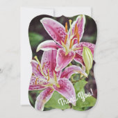 ピンクのタイガーリリーの花の感謝を表す平らなカード サンキューカード (正面)