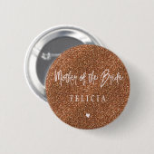 ピンクのタイポグラフィ銅グリッターの母の花嫁 缶バッジ (正面&裏面)