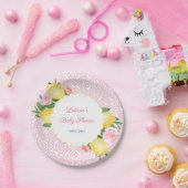 ピンクのタイルとピンクの花を持つアマルフィのレモン ペーパープレート (パーティー)