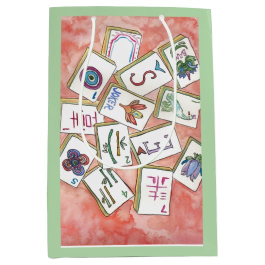 ピンクのタイルのトレー ミディアムペーパーバッグ (正面)