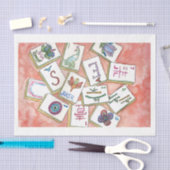 ピンクのタイルのトレー 薄葉紙 (クラフト)