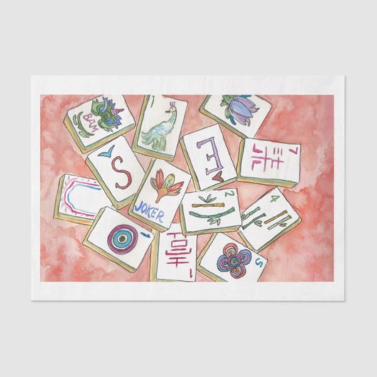 ピンクのタイルのトレー 薄葉紙 (正面)