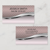 ピンクのタイルのメタリック背景 名刺 (正面/裏面)