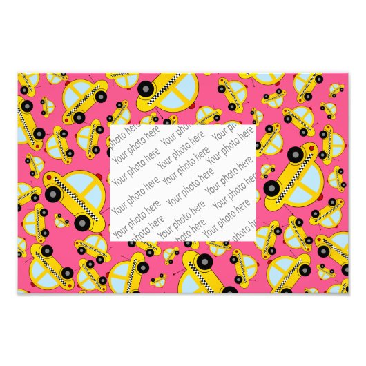 ピンクのタクシー柄 フォトプリント            (正面)