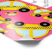 ピンクのタクシー柄 フォトプリント            (角)