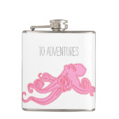 ピンクのタコのヴィンテージは航海のな冒険をkraken フラスク (正面)