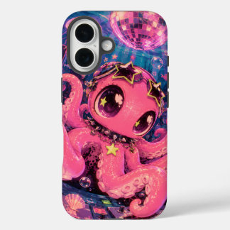 ピンクのタコの水中パーティーiPhoneケース iPhone 16ケース