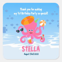 ピンクのタコ夏のベビーガールバースデーパーティー