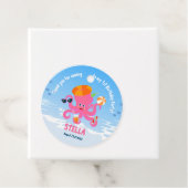 ピンクのタコ夏のベビーガールバースデーパーティー フェイバータグ (インサイチュ)