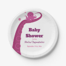 ピンクのタコ |紙プレート