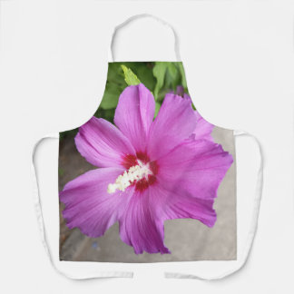 ピンクのタチアオイの花エプロン エプロン