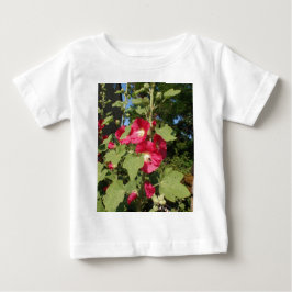 ピンクのタチアオイ ベビーTシャツ