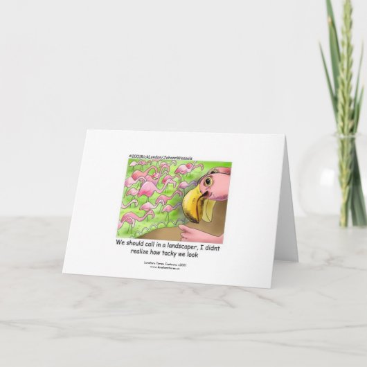 ピンクのタックフラミンゴスおもしろいグリーティングカード カード (正面)