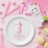 ピンクのタツノオトシゴ 1歳の誕生日 ペーパープレート (パーティー)