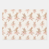 ピンクのタトゥスの可愛いバレリーナのウサギ ラッピングペーパーシート (正面)