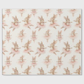 ピンクのタトゥスの可愛いバレリーナのウサギ ラッピングペーパー (フラット)