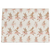 ピンクのタトゥスの可愛いバレリーナのウサギ ラージペーパーバッグ (正面)