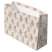 ピンクのタトゥスの可愛いバレリーナのウサギ ラージペーパーバッグ (裏面アングル)