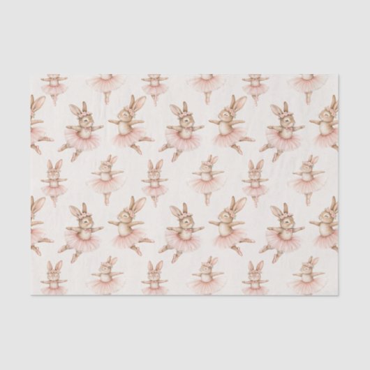 ピンクのタトゥスの可愛いバレリーナのウサギ 薄葉紙 (正面)