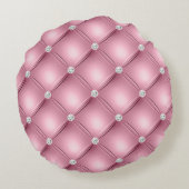 ピンクのタフテッド小さな正方形の装飾パターン ラウンドクッション (裏面)