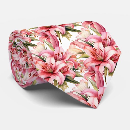 ピンクのタラガザユリ ネクタイ (ロール)