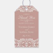 ピンクのタラベラタイルを使用したフィエスタ ウェディング パーティーフェイバー ギフトタグ (裏面)