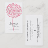 ピンクのタンポポの花の縦の名刺 名刺 (正面/裏面)