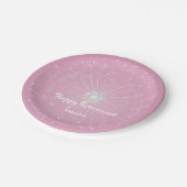 ピンクのタンポポの退職パーティーのプレート ペーパープレート (アングル)