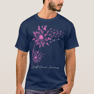 ピンクのタンポポ信仰ホープ愛の乳がん認識 Tシャツ