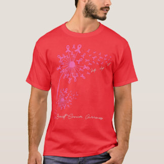 ピンクのタンポポ信仰ホープ愛の乳がん認識 Tシャツ