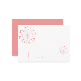 ピンクのタンポポ花ラブハートサマー結婚ズ プレイスカード