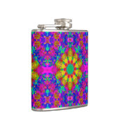 ピンクのターコイズおよび黄色いレトロパターン フラスク (右)