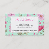 ピンクのターコイズのヴィンテージの春の花柄パターン 名刺 (裏面)