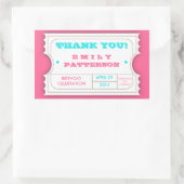 ピンクのターコイズカーニバルありがとうチケットシール 長方形シール (バッグ)