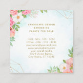 ピンクのターコイズグラデーションフローラブーケウォータカラー スクエア名刺 (裏面)