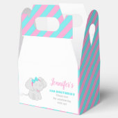 ピンクのターコイズ誕生日ウィフボックスとゾウ フェイバーボックス (オープン)