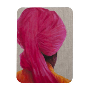 ピンクのターバンのオレンジジャケット2014年 マグネット