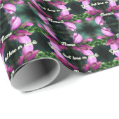 ピンクのターレヘッドの花をクローズアップパーソナライズされた ラッピングペーパー (ロールコーナー)