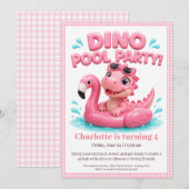 ピンクのダイナマイト誕生日プールパーティーの招待状 招待状 (正面/裏面)