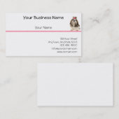 ピンクのダイヤモンドのボーダーのピンクの弓を持つシーズー(犬) Tsu 名刺 (正面/裏面)