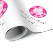 ピンクのダイヤモンドの宝石用原石のカスタムなクリスマスの休日 ラッピングペーパー (ロールコーナー)